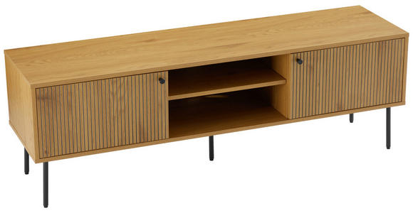 LOWBOARD Line in 150/50/40 cm - Eichefarben/Schwarz, Design, Holzwerkstoff/Metall (150/50/40cm) - Carryhome