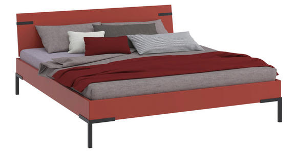 BETT 180/200 cm  in Rot, Koralle  - Koralle/Rot, Design, Holzwerkstoff/Metall (180/200cm) - Xora