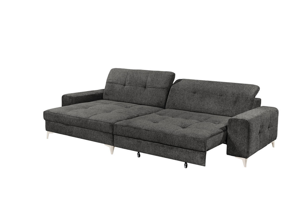 ECKSOFA SORELLA Graphitfarben Chenille Kopfteilverstellung, Sitztiefenverstellung  - Kaschmir/Graphitfarben, Design, Kunststoff/Textil (182/328cm) - MID.YOU