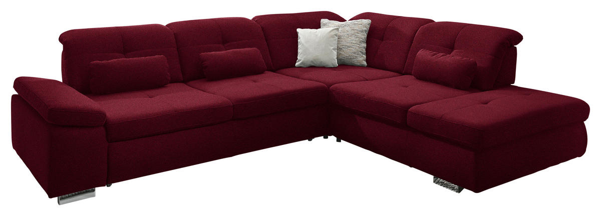 ECKSOFA  in Mikrofaser Weinrot  312/260 cm  - Chromfarben/Weinrot, Design, Textil/Metall (312/260cm) - Beldomo Style