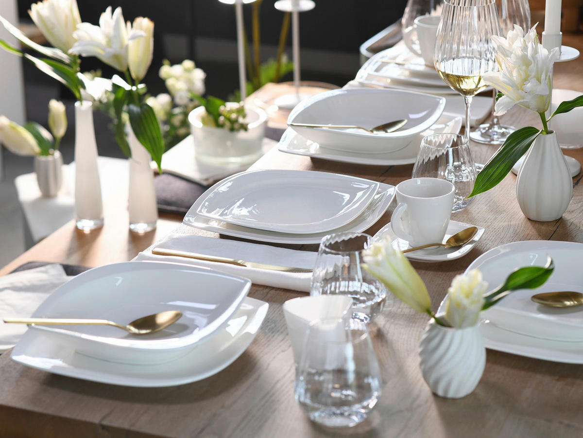 KOMBINOVANÁ SOUPRAVA, 30dílné, porcelán - bílá, keramika - Creatable