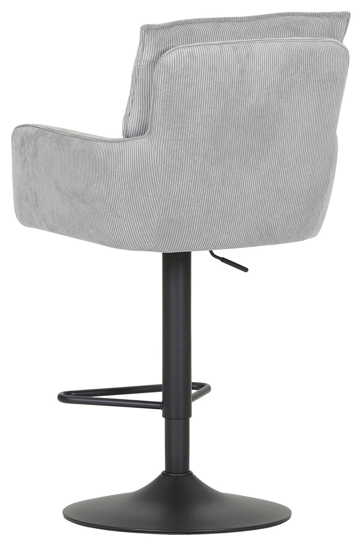 BARHOCKER Cord Hellgrau Stoffauswahl, Sitzfläche 360° drehbar  - Hellgrau/Schwarz, Design, Textil/Metall (54/98-120/58cm) - Novel