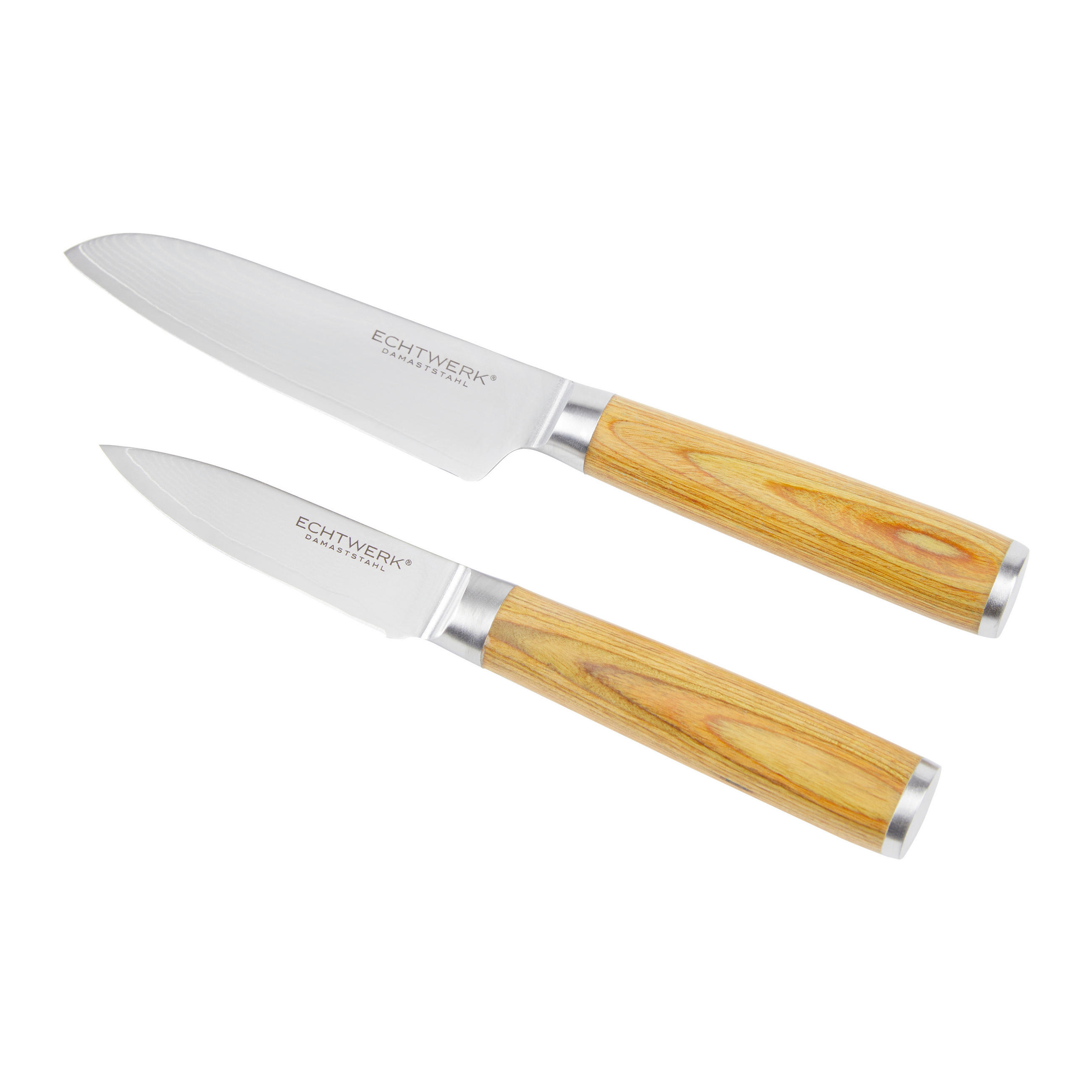 MESSERSET 2-teilig  - Silberfarben/Braun, MODERN, Holz/Metall - Echtwerk