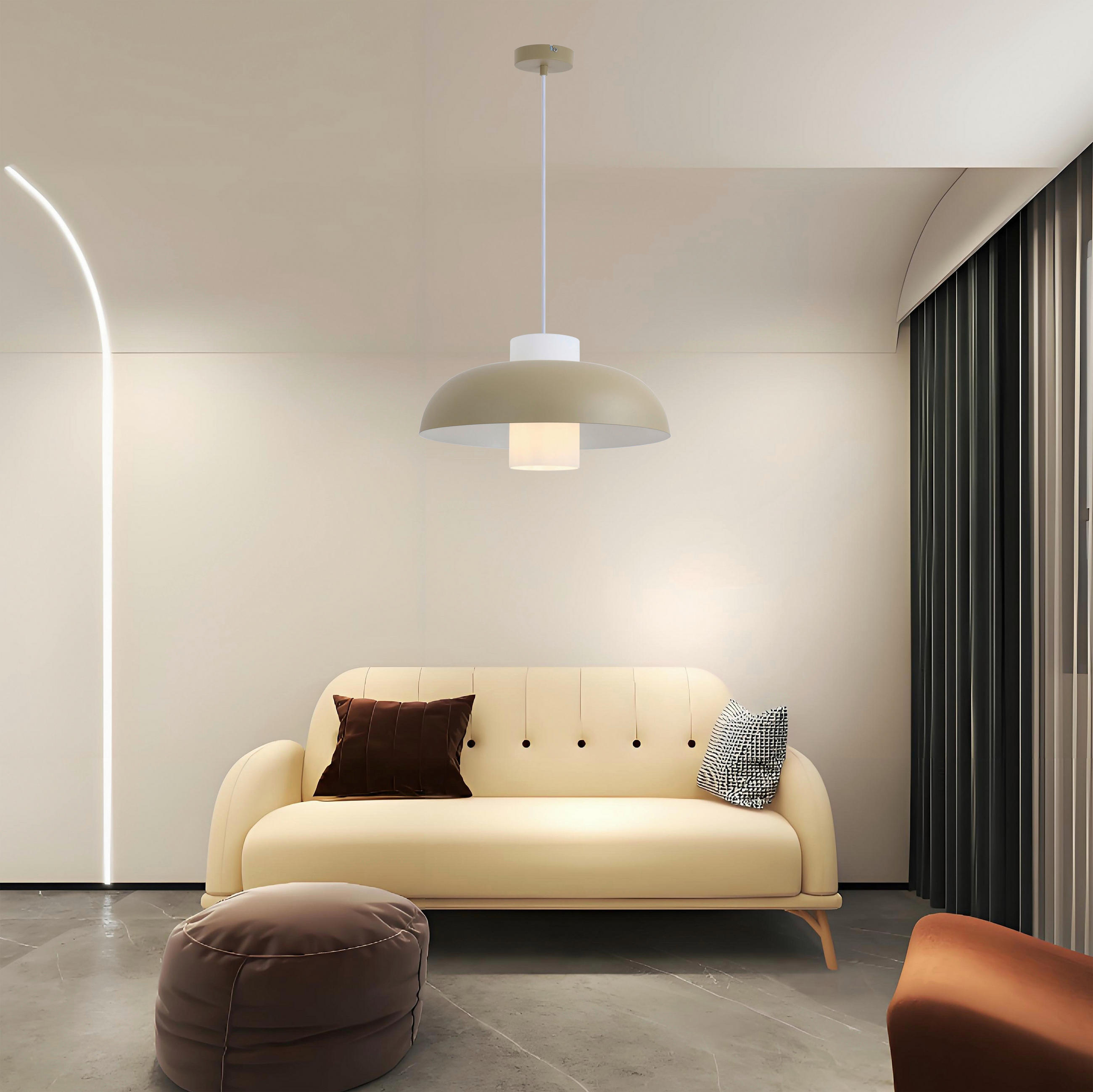 HÄNGELEUCHTE 38/120 cm   - Sandfarben/Weiß, Trend, Glas/Metall (38/120cm) - Collet's Monde