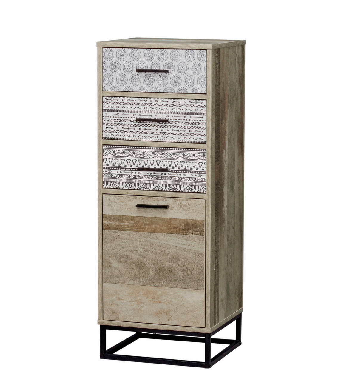 KOMMODE  in 39,5/106/38 cm  - Graubraun/Schwarz, Design, Holzwerkstoff/Metall (39,5/106/38cm) - Livetastic