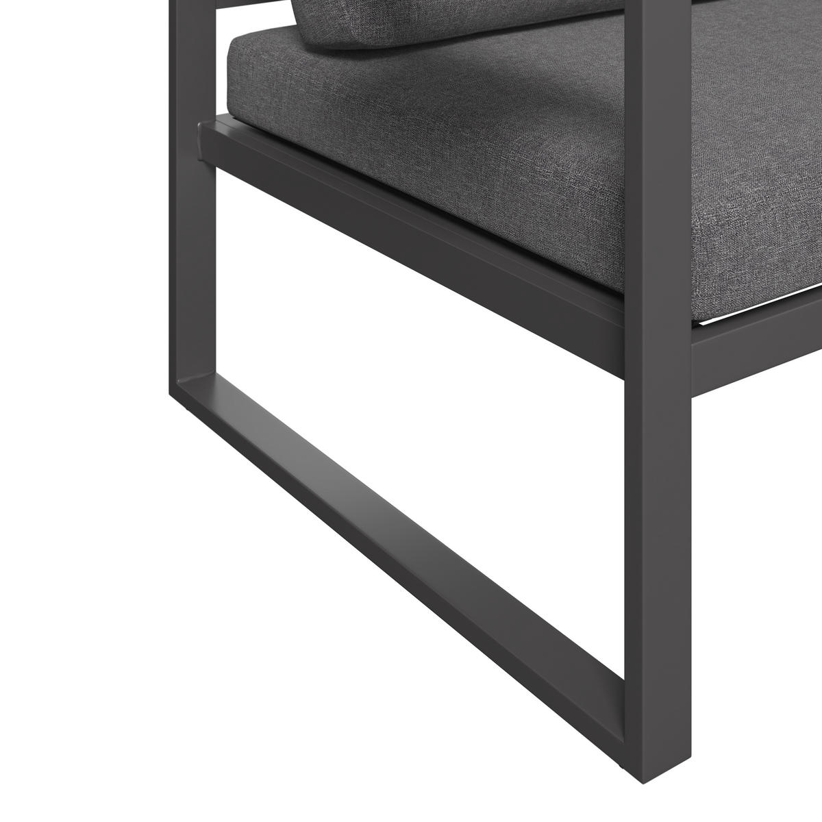 LOUNGEGARNITUR Stahl  - Dunkelgrau/Anthrazit, MODERN, Kunststoff/Textil (155/65/74cm) - Ambia Garden