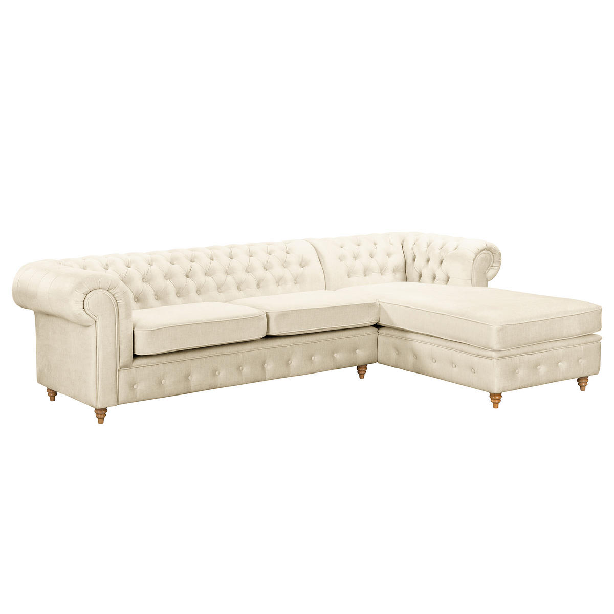 ECKSOFA Mikrofaser Creme  - Creme/Braun, Design, Holz/Textil (284/182cm) - P & B