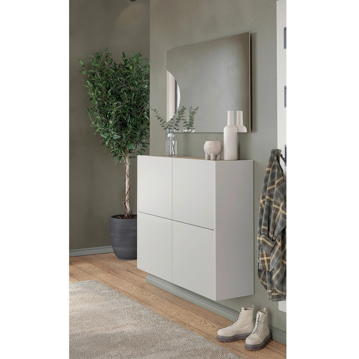 GARDEROBE 2-teilig  in 97/200/27 cm  - Eichefarben/Beige, Design, Holzwerkstoff (97/200/27cm) - Livetastic