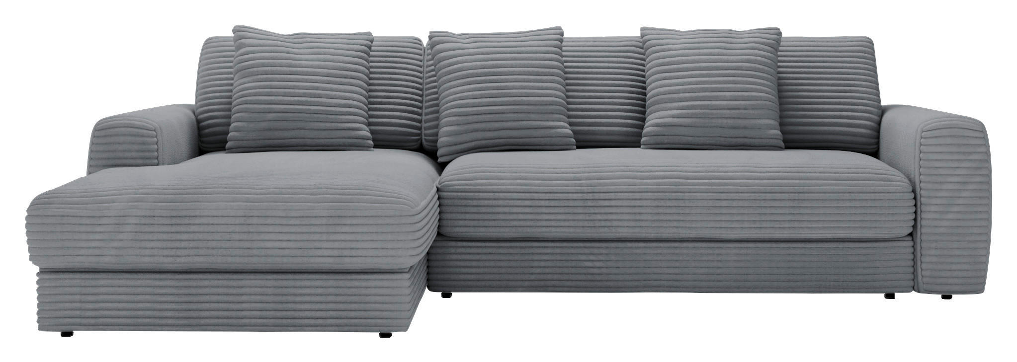 ECKSOFA in Cord Dunkelgrau  - Dunkelgrau/Schwarz, Modern, Kunststoff/Textil (182/302cm) - Carryhome