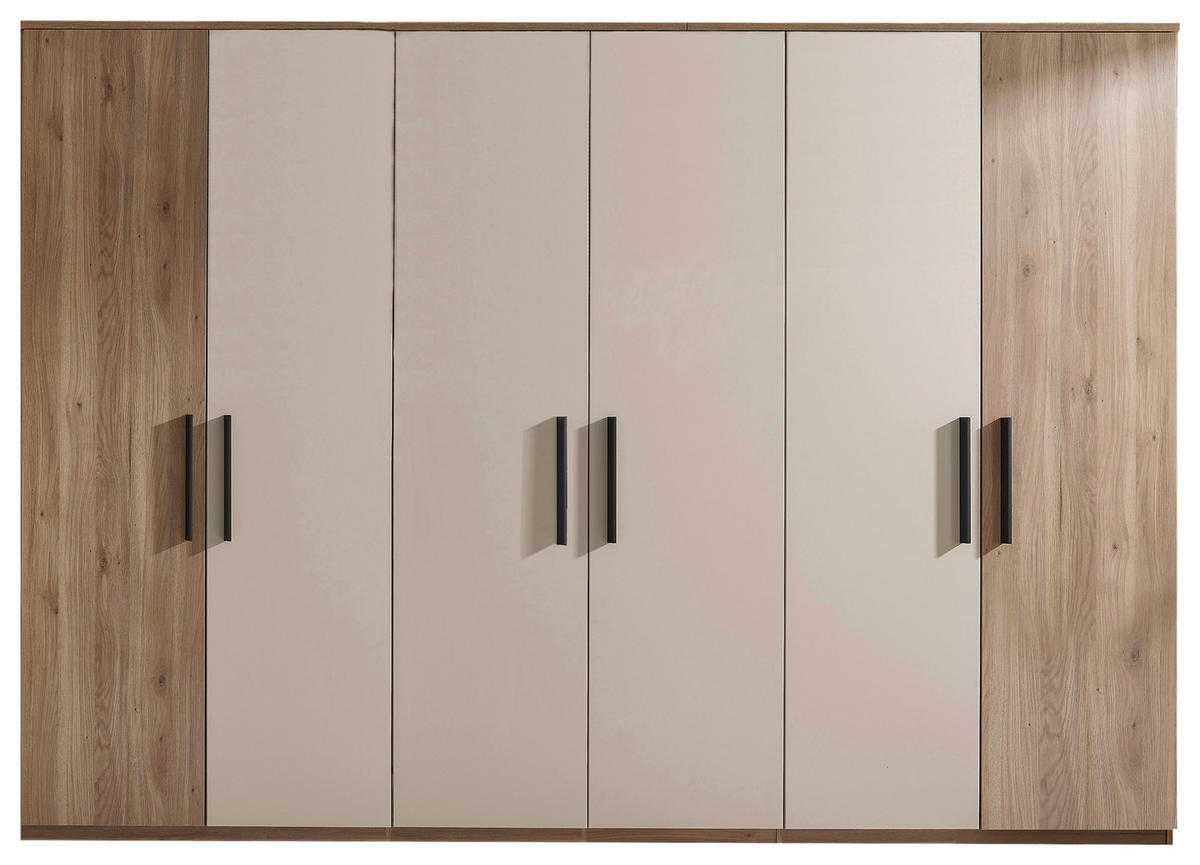 DREHTÜRENSCHRANK in Eichefarben, Kaschmir  - Kaschmir/Eichefarben, Design, Holzwerkstoff/Metall (300,5/227,7/60cm) - Xora