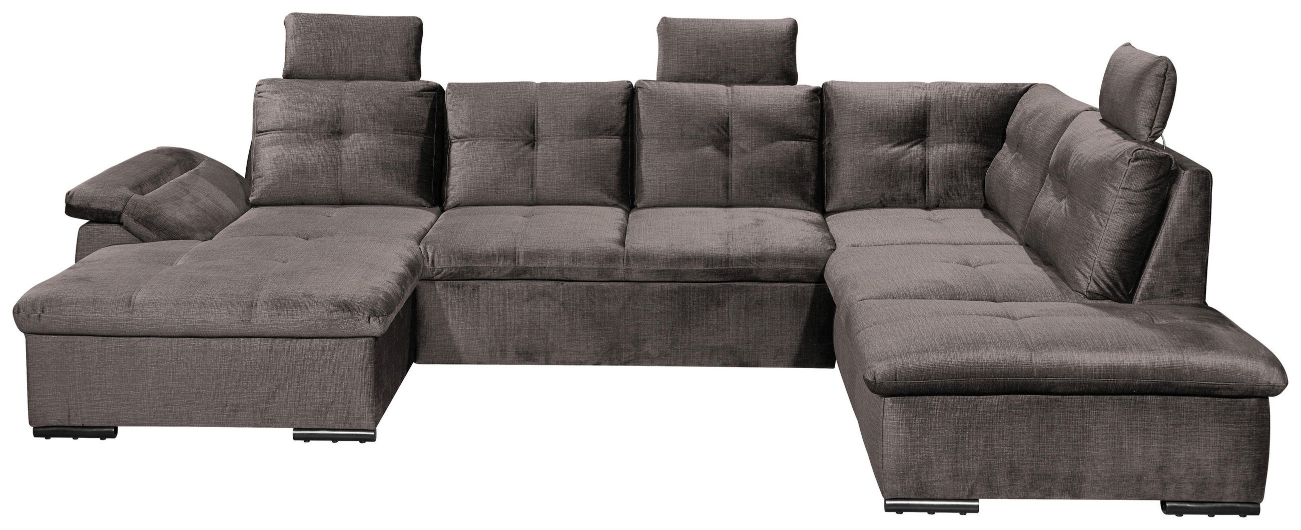 WOHNLANDSCHAFT in Mikrovelours Graubraun  - Graubraun/Schwarz, KONVENTIONELL, Kunststoff/Textil (127/334/217cm) - Carryhome
