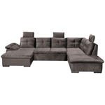 WOHNLANDSCHAFT in Mikrovelours Graubraun  - Graubraun/Schwarz, KONVENTIONELL, Kunststoff/Textil (127/334/217cm) - Carryhome