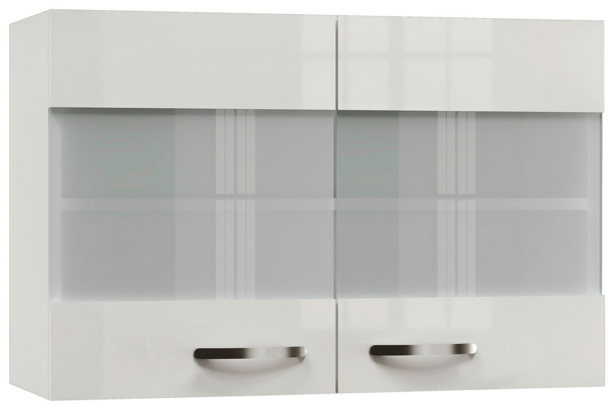KÜCHENOBERSCHRANK 100/54,8/32 cm  in Weiß, Weiß Hochglanz  - Edelstahlfarben/Weiß Hochglanz, MODERN, Holzwerkstoff/Metall (100/54,8/32cm) - FlexWell