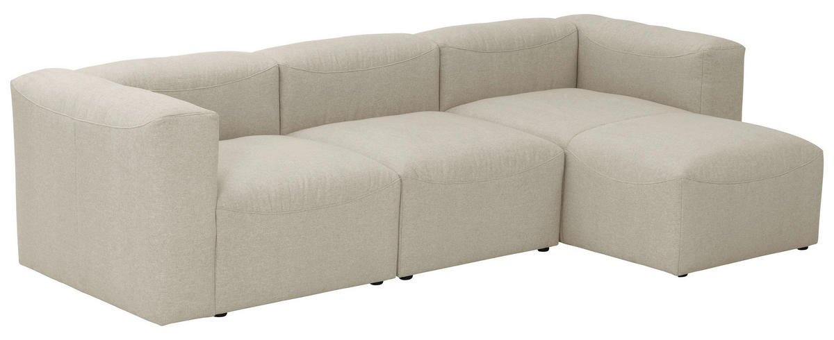 ECKSOFA in Flachgewebe Creme   - Creme, Design, Kunststoff/Textil (275/73/160cm) - Max Winzer