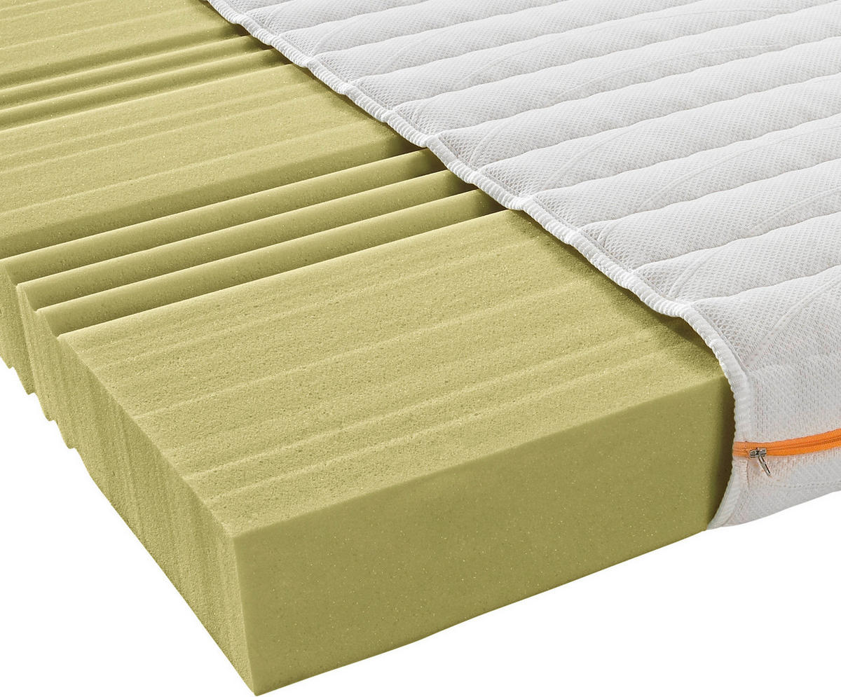 KALTSCHAUMMATRATZE 90/200 cm Höhe ca. 14 cm 5 -Zonen - Weiß, Basics, Textil (90/200cm) - Boxxx