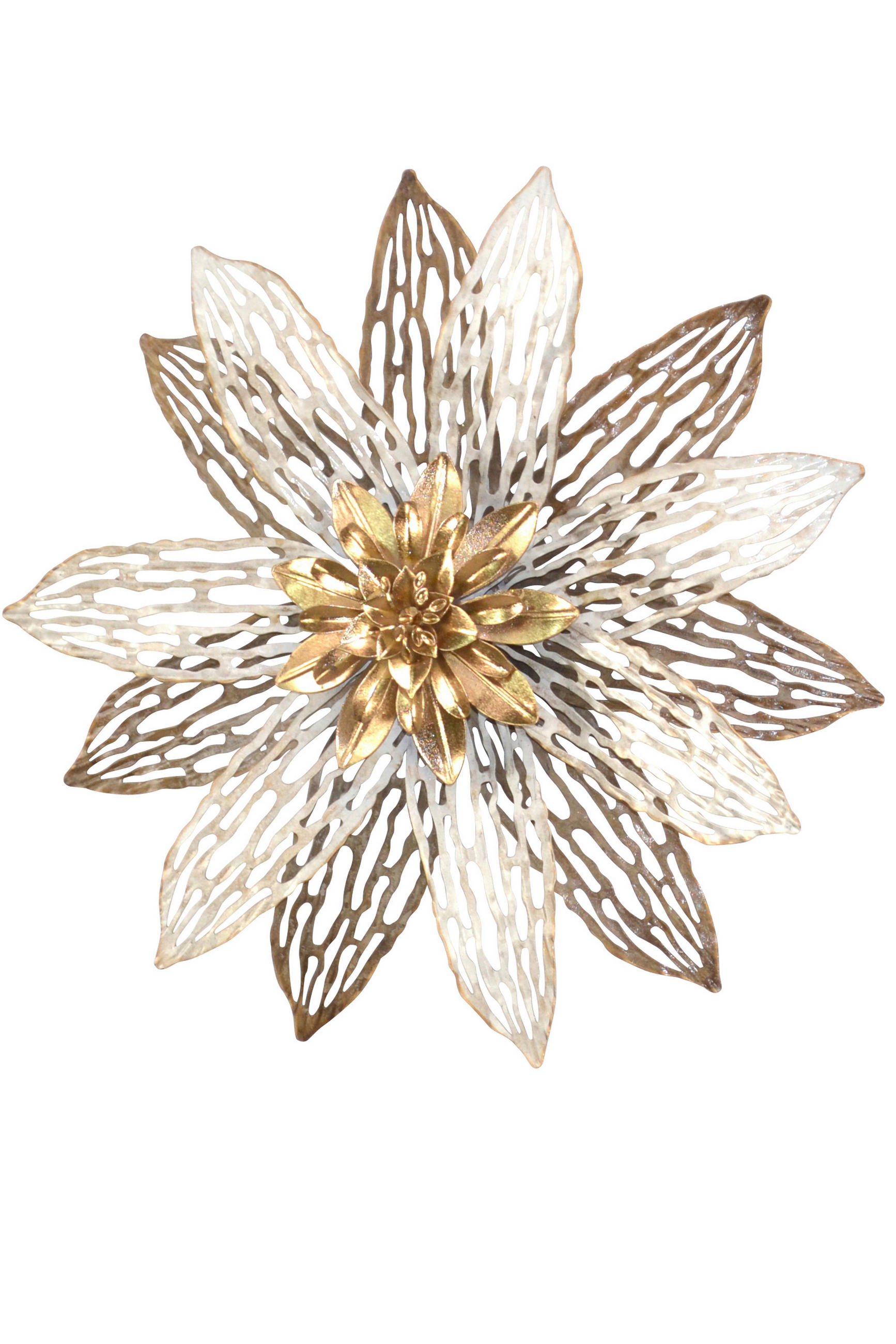 Mid.you Wanddeko Creme, Gold 35x35x6 cm