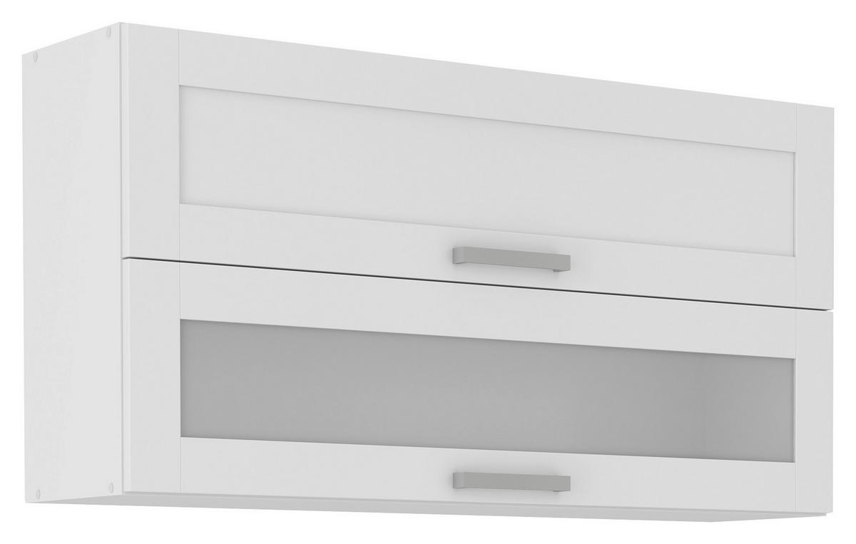 KÜCHENOBERSCHRANK 110/58/31 cm  in Weiß  - Silberfarben/Weiß, ROMANTIK / LANDHAUS, Glas/Holzwerkstoff (110/58/31cm) - MID.YOU