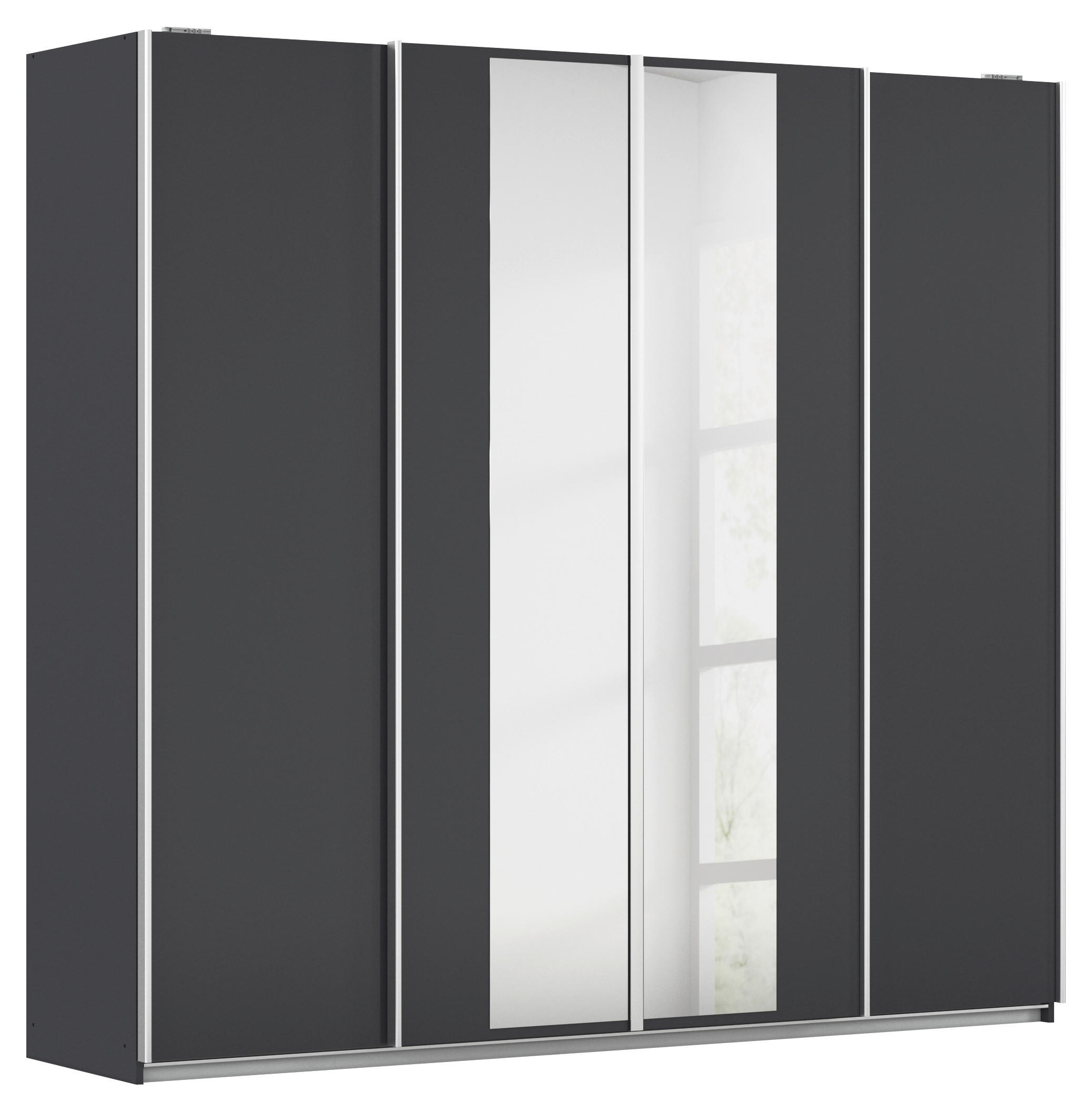 SCHWEBETÜRENSCHRANK 226/211/62 cm 4-türig Dunkelgrau  - Dunkelgrau/Alufarben, MODERN, Holzwerkstoff/Metall (226/211/62cm) - Rauch Möbel