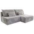 ECKSOFA in Cord Hellgrau  - Hellgrau/Schwarz, MODERN, Holz/Textil (210/145cm) - Carryhome