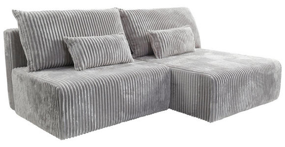 ECKSOFA in Cord Hellgrau  - Hellgrau/Schwarz, MODERN, Holz/Textil (210/145cm) - Carryhome