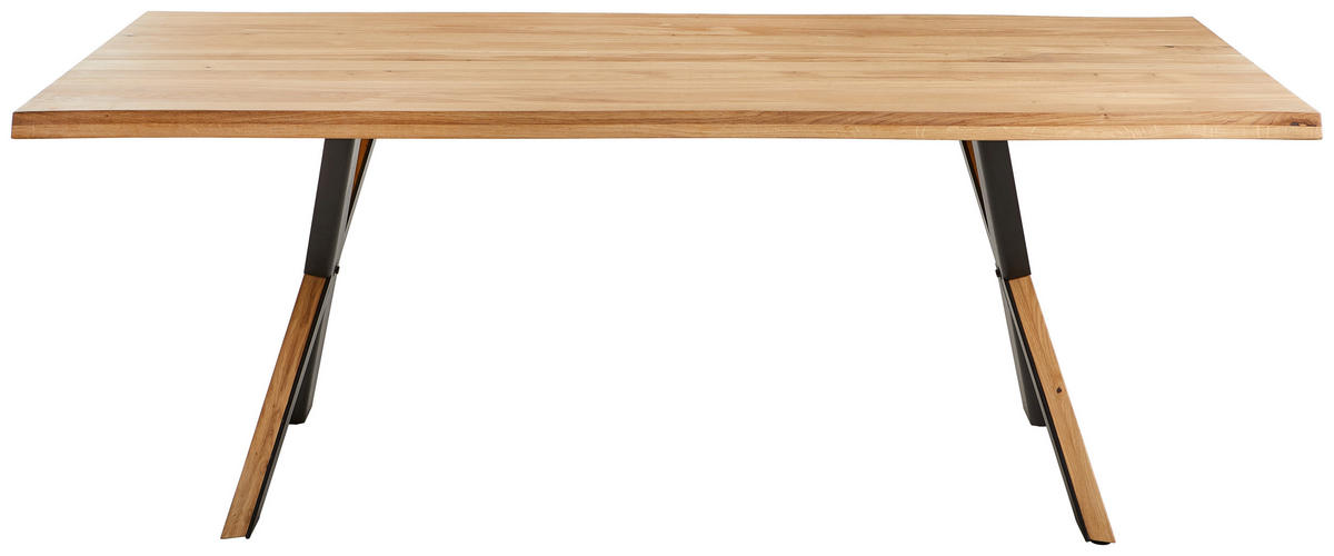 ESSTISCH in Holz, Metall 200/100/76 cm  - Eichefarben/Schwarz, Natur, Holz/Metall (200/100/76cm) - Linea Natura