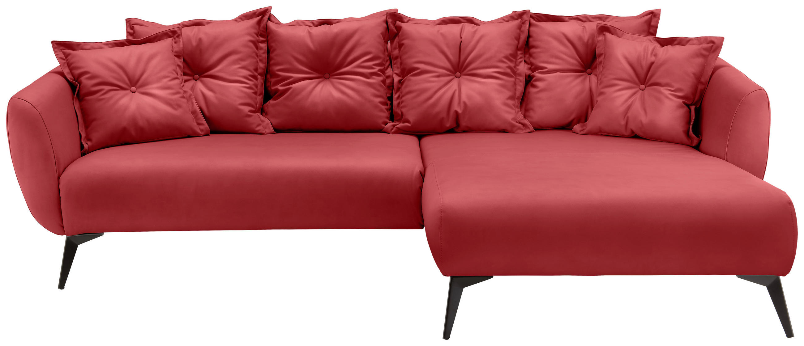 ECKSOFA Rot Lederlook  - Rot/Schwarz, MODERN, Textil/Metall (277/162cm) - Livetastic