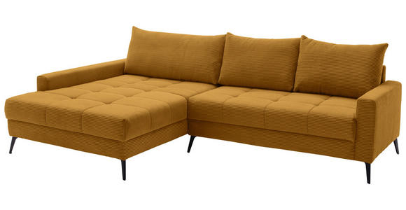 ECKSOFA  in Cord Currygelb  173/280 cm  - Currygelb/Schwarz, KONVENTIONELL, Textil/Metall (173/280cm) - Hom`in