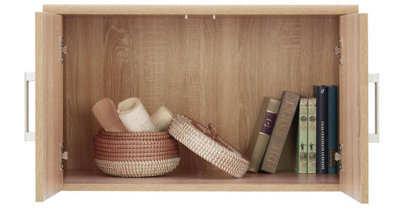 AUFSATZSCHRANK - Silberfarben/Sonoma Eiche, KONVENTIONELL, Holzwerkstoff/Metall (72/43/54cm) - Xora