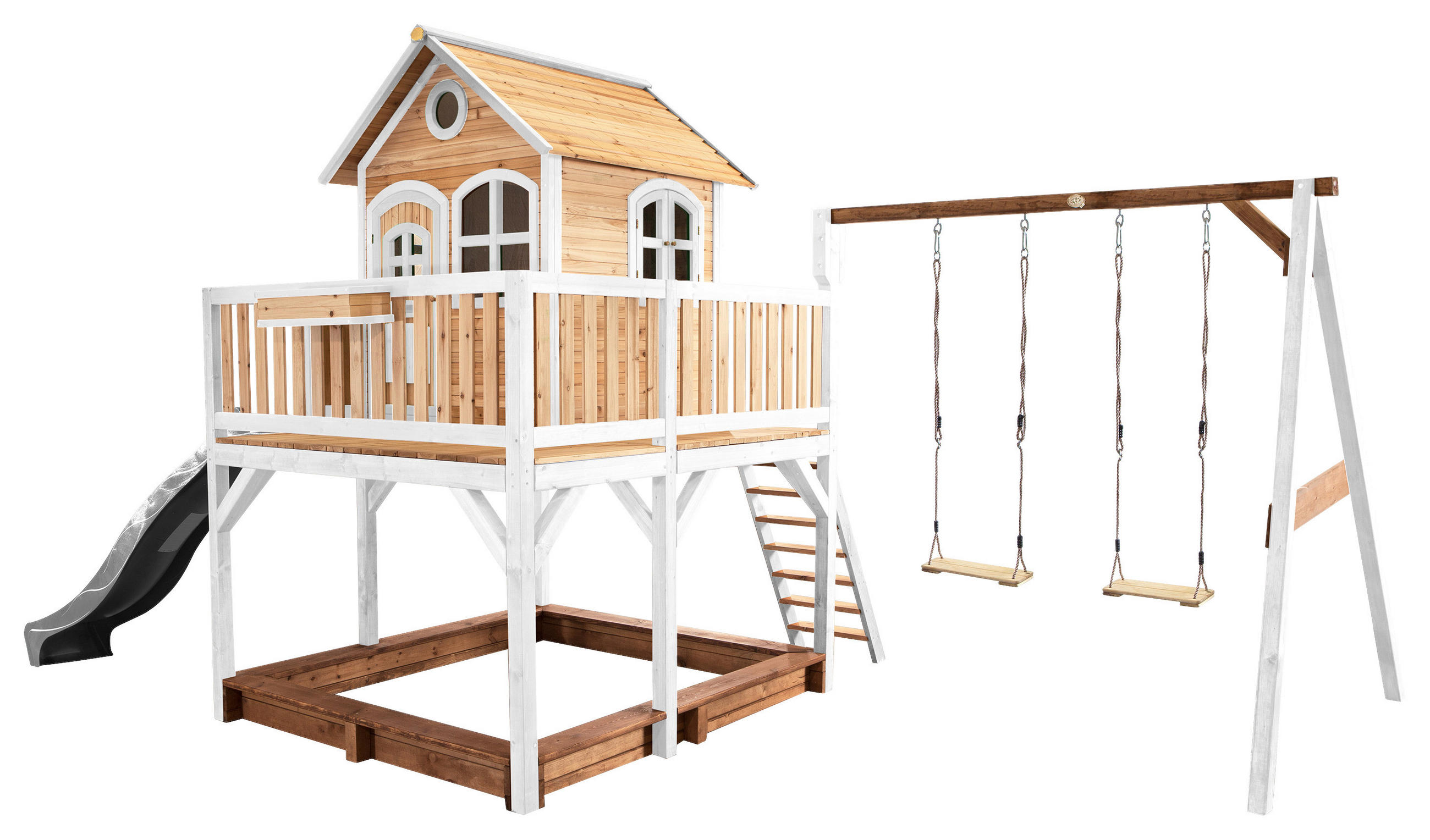 SPIELTURM 613/291/277 cm  - Weiss/Braun, Konventionell, Holz (613/291/277cm)