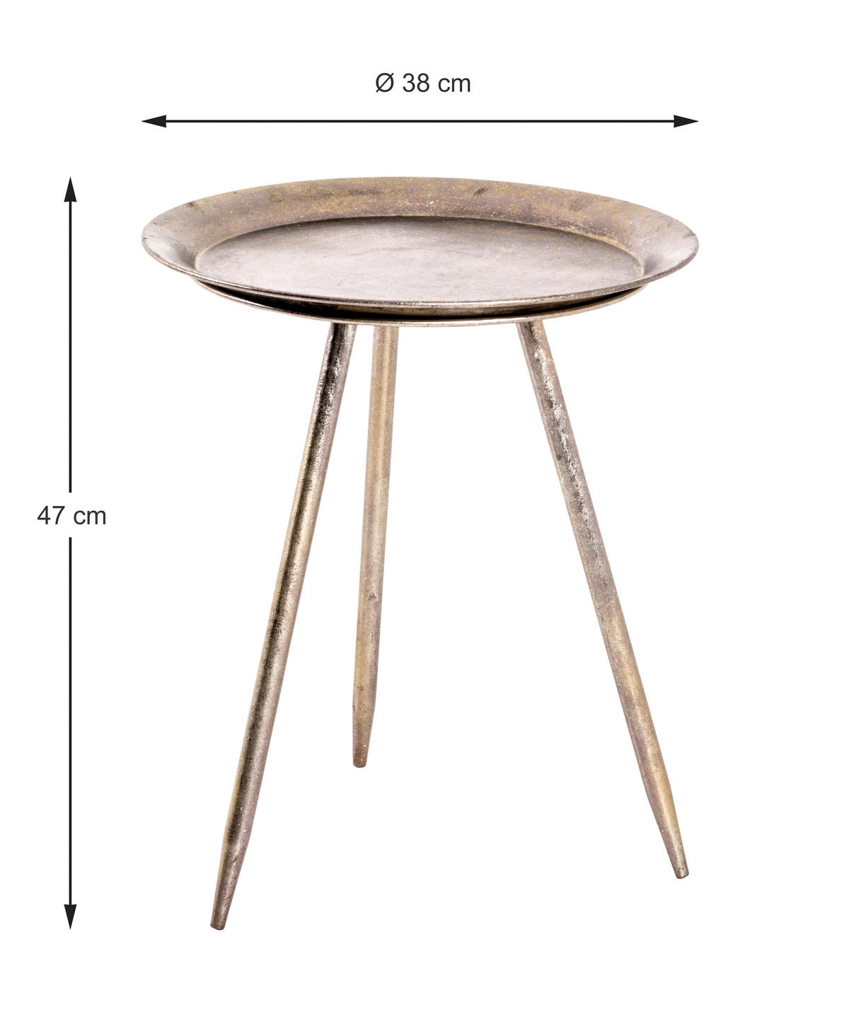 BEISTELLTISCH 47/47/38 cm Bronzefarben rund  - Bronzefarben, Trend, Metall (47/47/38cm)