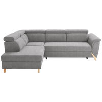 ECKSOFA Hellgrau Chenille  - Hellgrau/Naturfarben, KONVENTIONELL, Holz/Textil (200/265cm) - Stylife