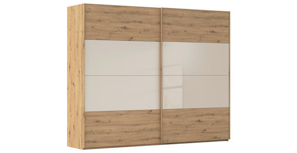 SCHWEBETÜRENSCHRANK 271/223/68 cm 2-türig Champagner, Eiche Artisan  - Champagner/Eichefarben, Design, Glas/Holzwerkstoff (271/223/68cm) - Xora
