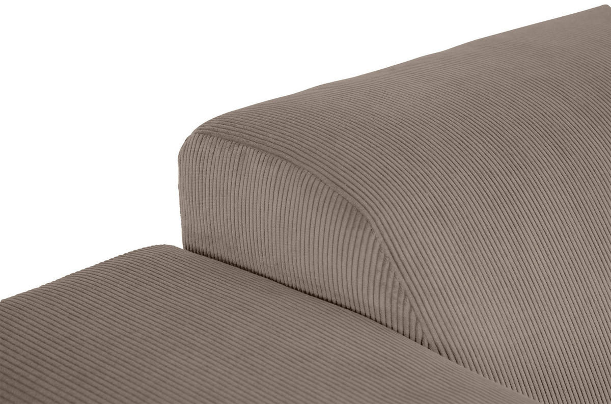 ECKSOFA ERNO Taupe Cord  - Taupe/Schwarz, Design, Textil/Metall (262/183cm) - MID.YOU