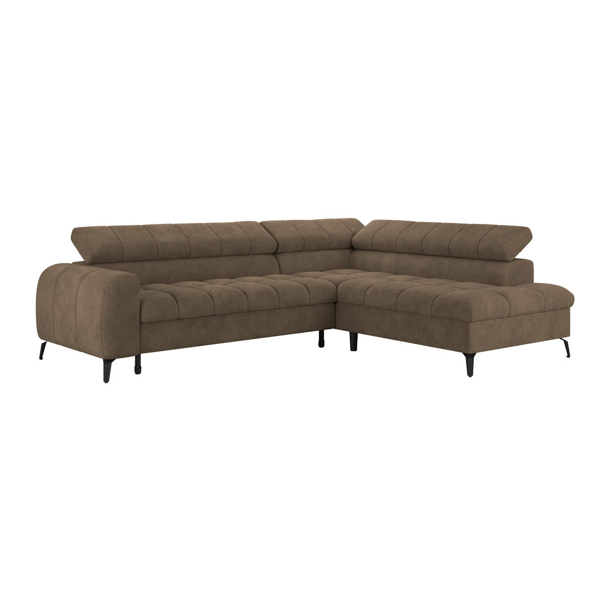 ECKSOFA Braun Bettkasten, Rücken echt, Kopfteilverstellung  - Schwarz/Braun, Trend, Kunststoff/Textil (261/203cm) - Livetastic