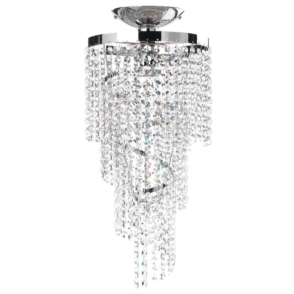 DECKENLEUCHTE ELICA 25/55/25 cm   - Chromfarben, Design, Glas/Metall (25/55/25cm)