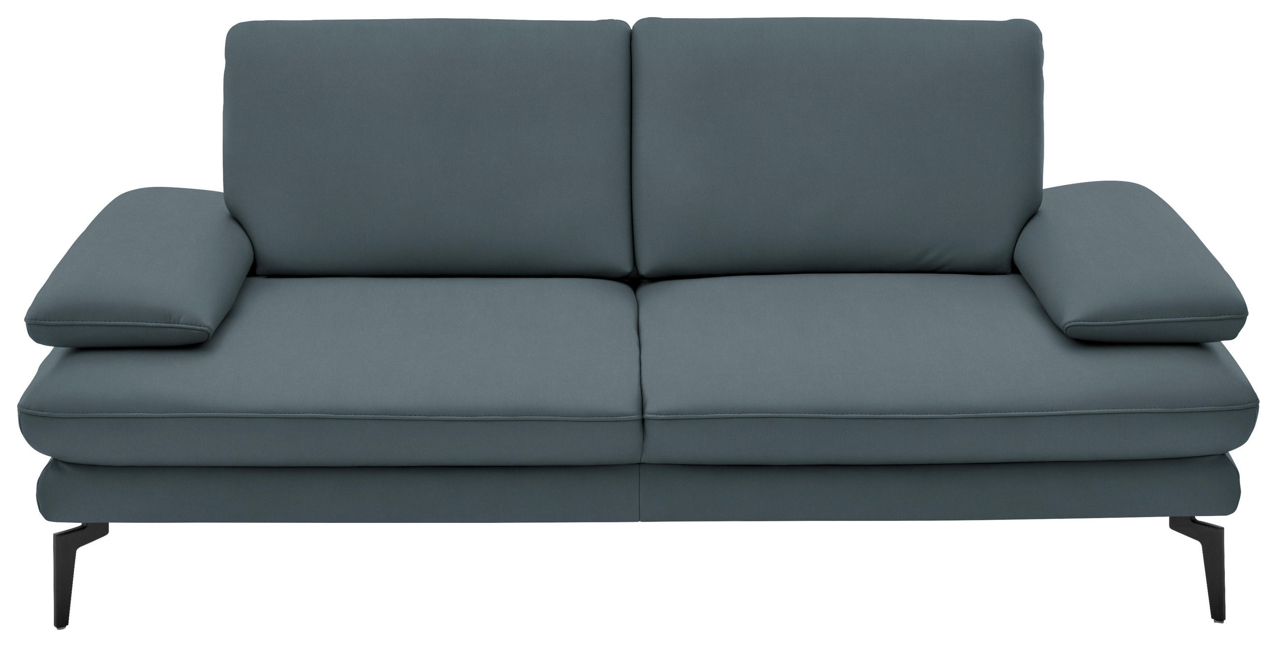 2,5-SITZER in Echtleder Grau  - Schwarz/Grau, Design, Leder/Metall (196/86/104cm) - Dieter Knoll