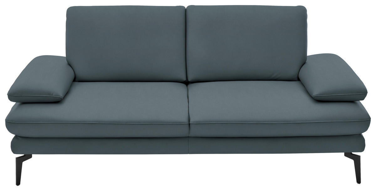 2,5-SITZER in Echtleder Grau  - Schwarz/Grau, Design, Leder/Metall (196/86/104cm) - Dieter Knoll