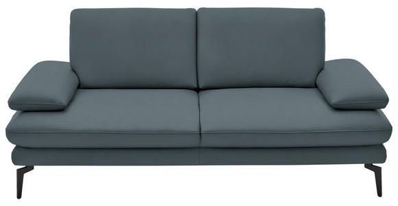 2,5-SITZER Arzona Echtleder Grau  - Schwarz/Grau, Design, Leder/Metall (196/86/104cm) - Dieter Knoll
