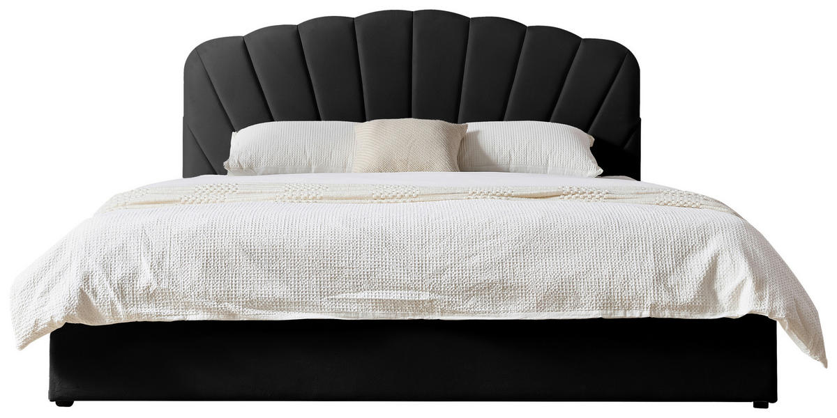 POLSTERBETT Lattenrost, Bettkasten 180/200 cm  in Schwarz  - Schwarz/Naturfarben, Trend, Holz/Kunststoff (180/200cm) - Ambia Home