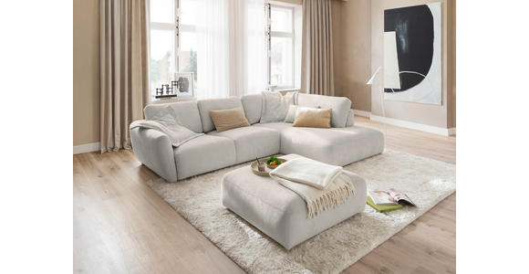 ECKSOFA  in Chenille Platinfarben  307/224 cm  - Platinfarben/Schwarz, KONVENTIONELL, Kunststoff/Textil (307/224cm) - Hom`in