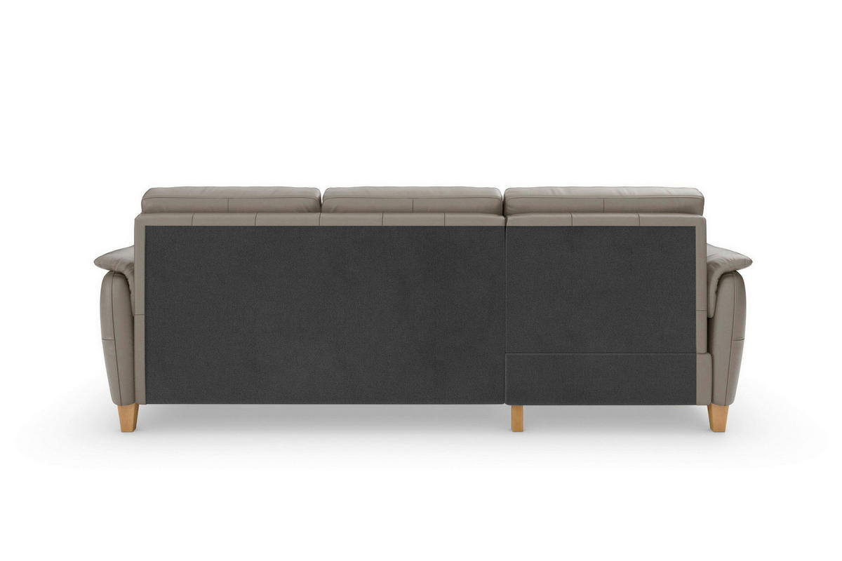 ECKSOFA PALMERA E Grau Kombination Echtleder/Stoff Mikrofaser Bettkasten  - Eichefarben/Grau, Basics, Leder/Holz (163/244cm) - Sit & More