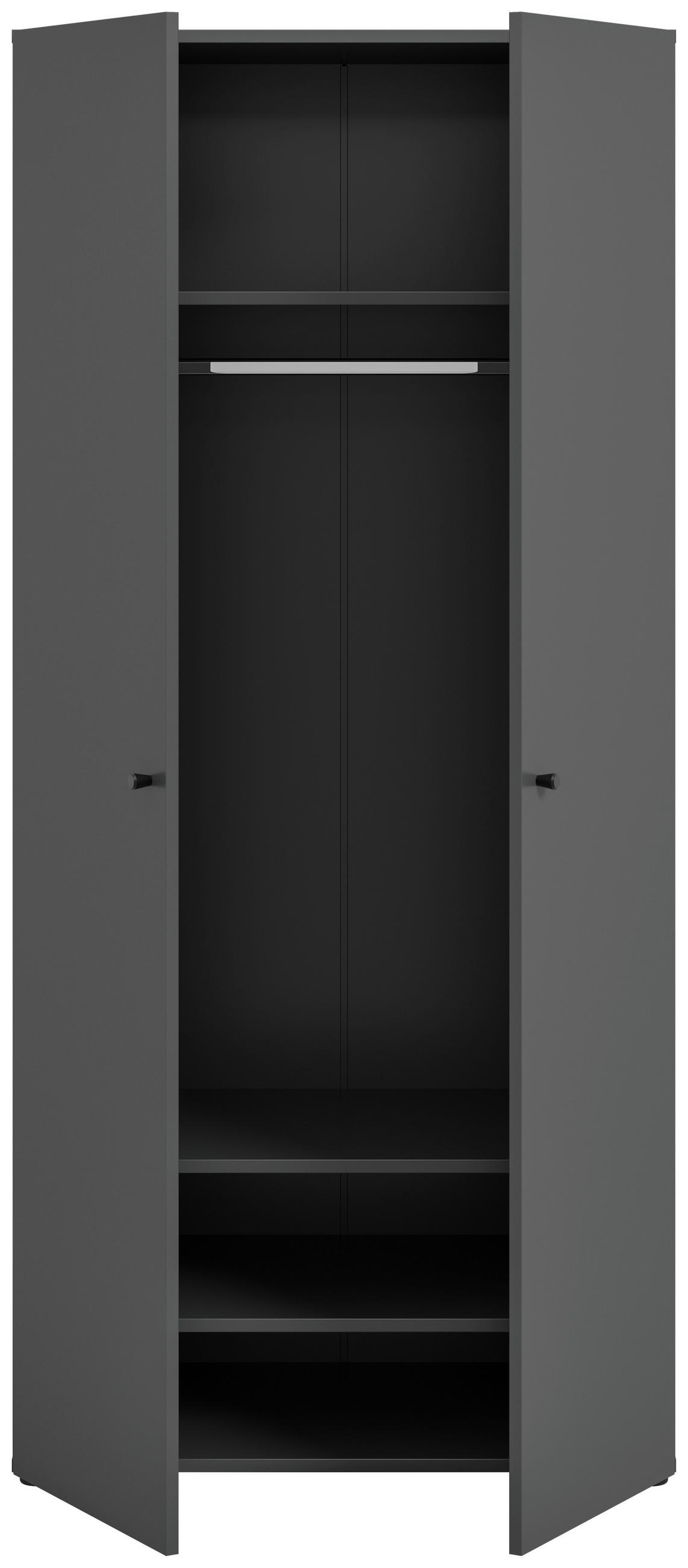 DREHTÜRENSCHRANK 80/176/51 cm,  in Anthrazit, 2-türig  - Anthrazit/Schwarz, MODERN, Holzwerkstoff/Kunststoff (80/176/51cm) - MID.YOU