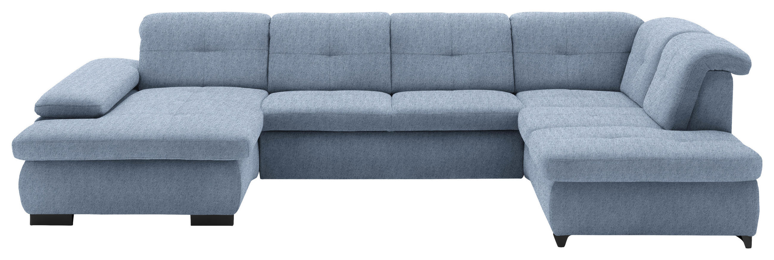 WOHNLANDSCHAFT Hellblau Webstoff - Schwarz/Hellblau, Design, Textil/Metall (174/337/210cm) - Beldomo Style