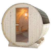SAUNAFASS für 6 Personen TROMSÖ XL  - Fichtefarben, KONVENTIONELL, Glas/Holz (189/220/191,5cm) - Sanotechnik