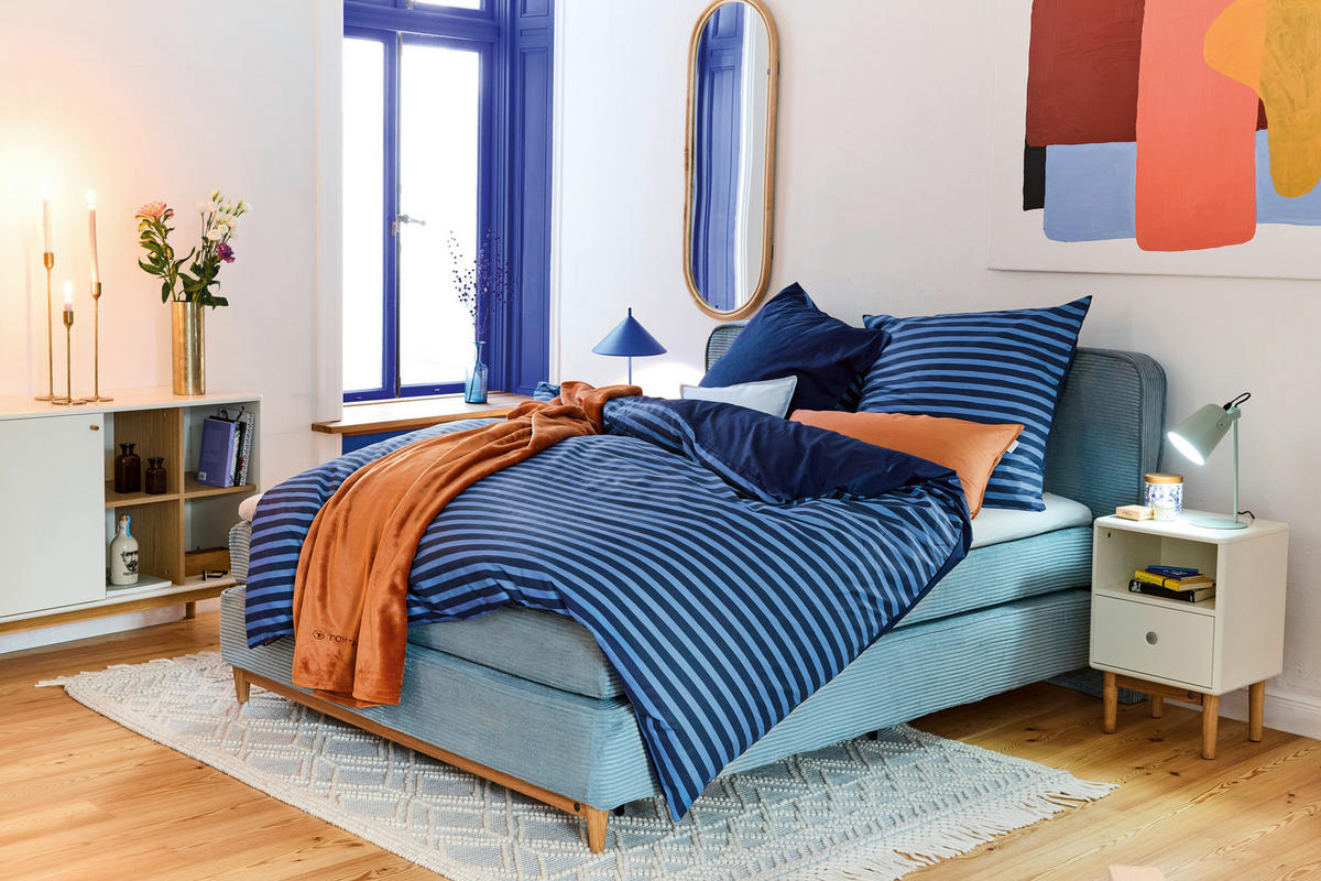 WENDEBETTWÄSCHE Satin 135/200 cm  - Dunkelblau/Hellblau, Basics, Textil (135/200cm) - Tom Tailor