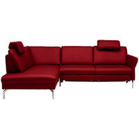 ECKSOFA in Echtleder Rot  - Rot/Alufarben, Konventionell, Leder/Metall (220/284cm) - Beldomo Premium