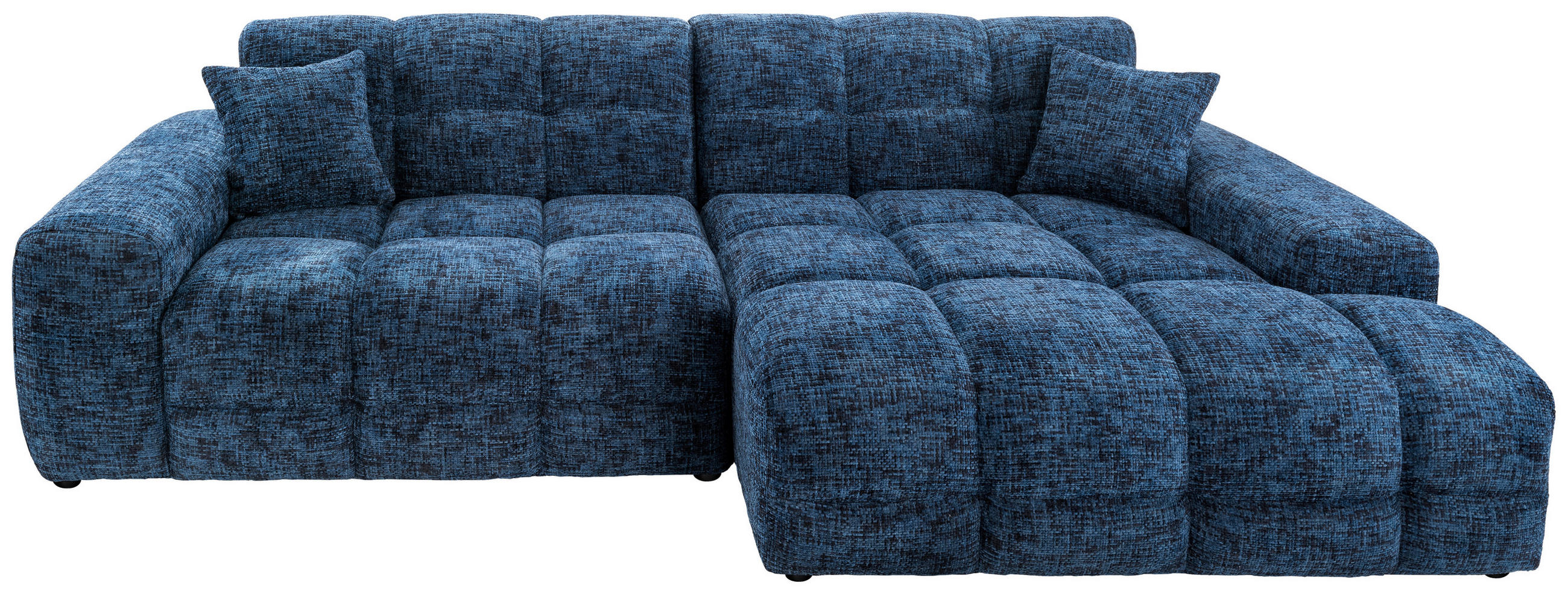 ECKSOFA in Struktur Blau 301/152 cm - Blau/Schwarz, MODERN, Kunststoff/Textil (301/152cm) - Livetastic