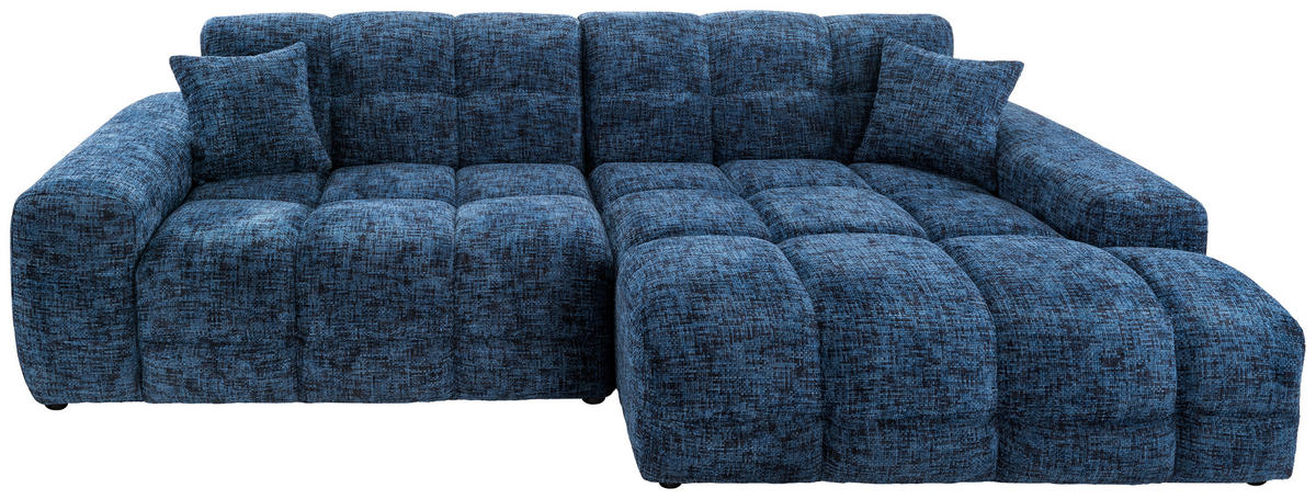 ECKSOFA in Struktur Blau  301/152 cm  - Blau/Schwarz, MODERN, Kunststoff/Textil (301/152cm) - Livetastic
