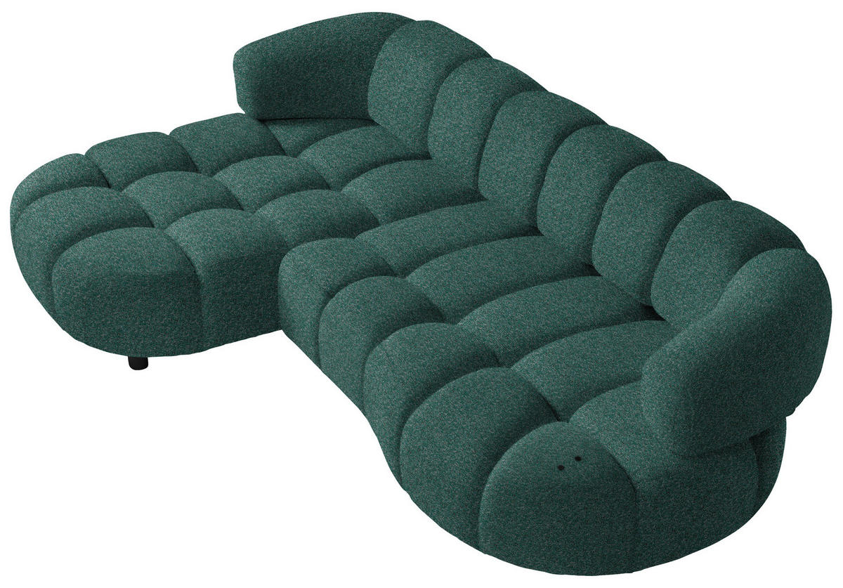 ECKSOFA Grün Webstoff  - Schwarz/Grün, Design, Holz/Textil (183/284cm) - Welnova