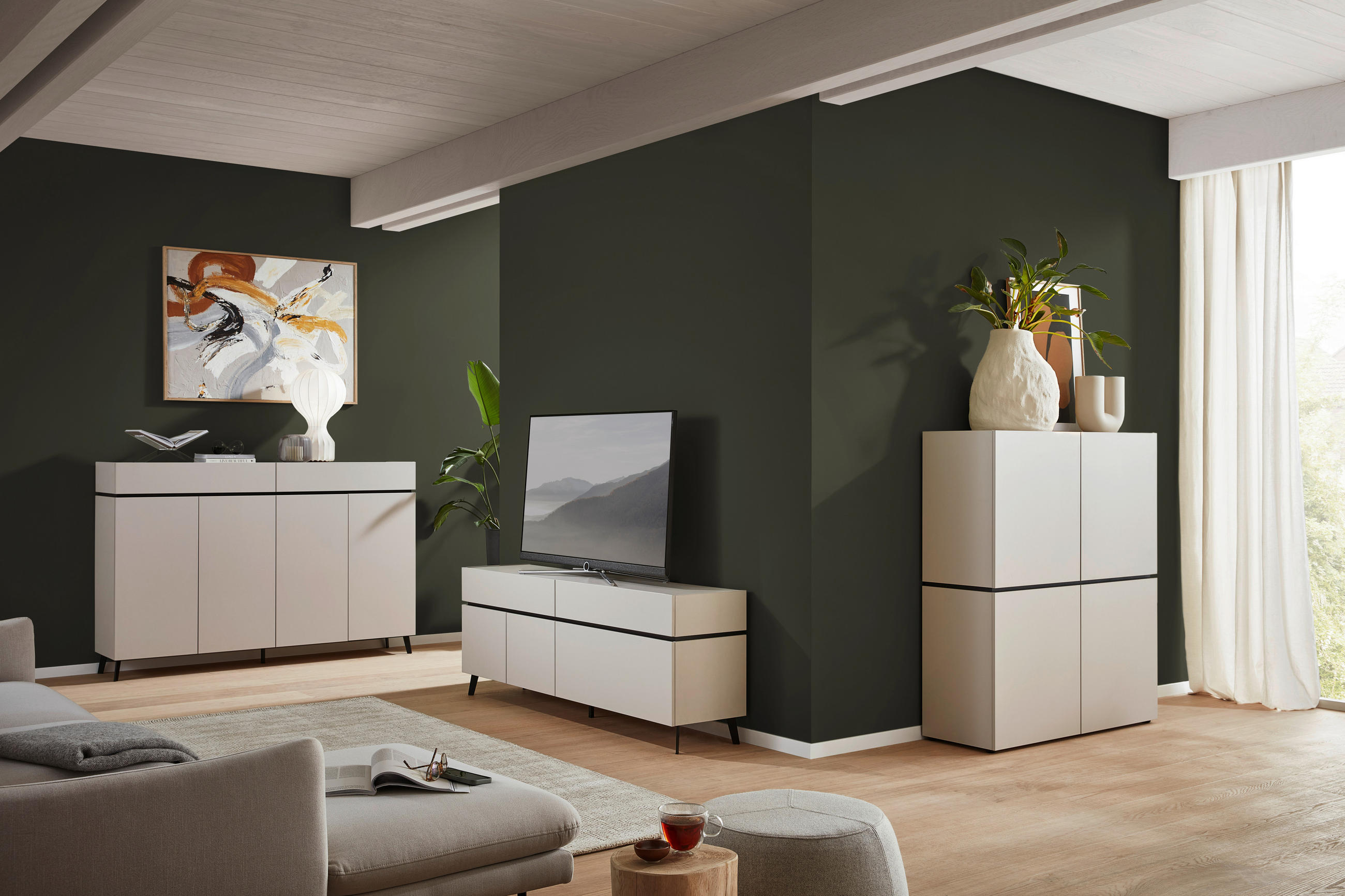 SIDEBOARD 180/111/40 cm  in Kaschmir  - Kaschmir/Schwarz, Design, Holzwerkstoff/Kunststoff (180/111/40cm) - Voleo